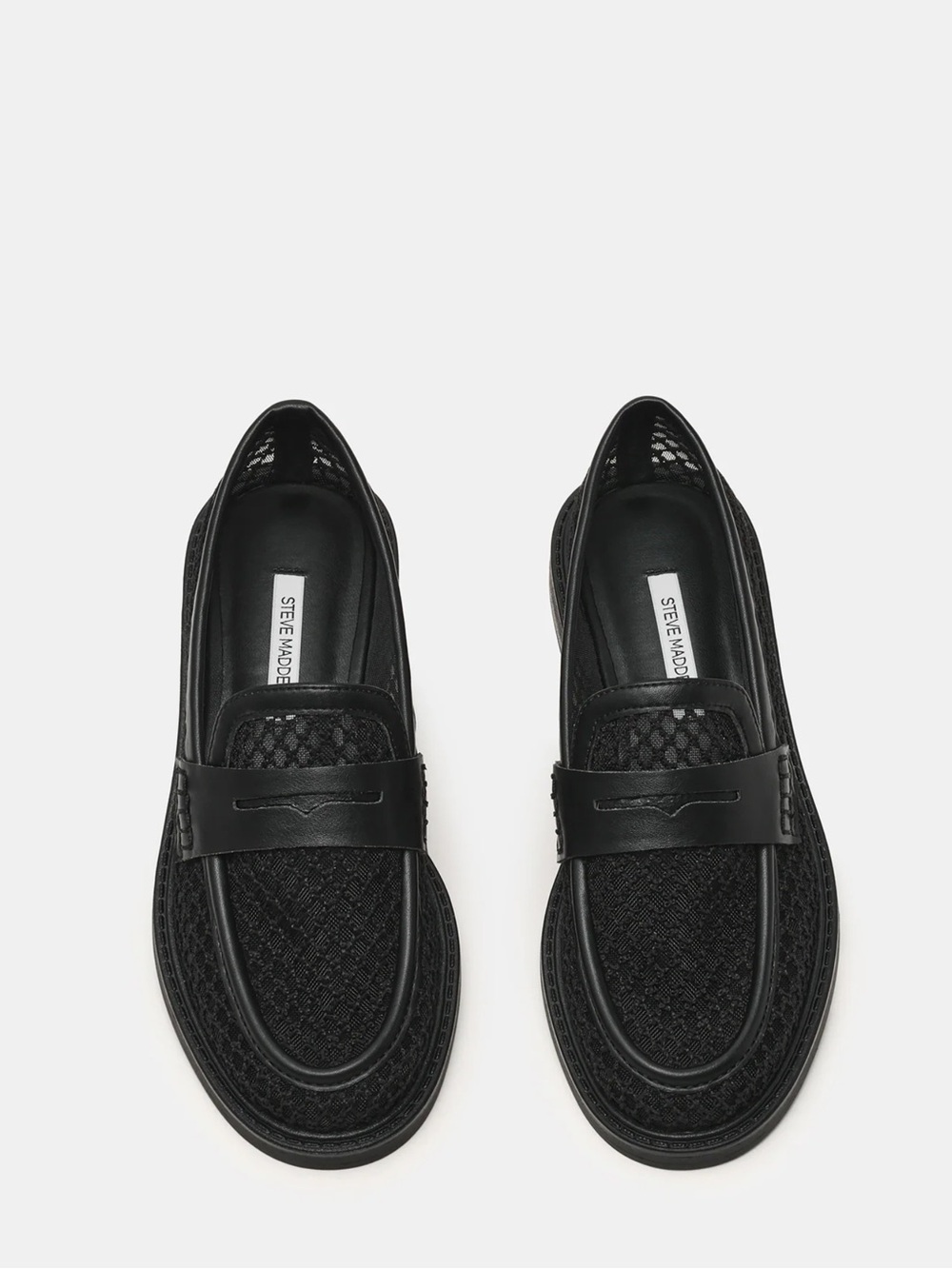 Steve Madden Black Woven Slip-On Loafers